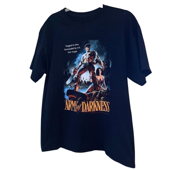 Mens Tee Shirt Size Large Black Army Of Darkness Trapped In Time Crew Neck - Picture 1 of 7